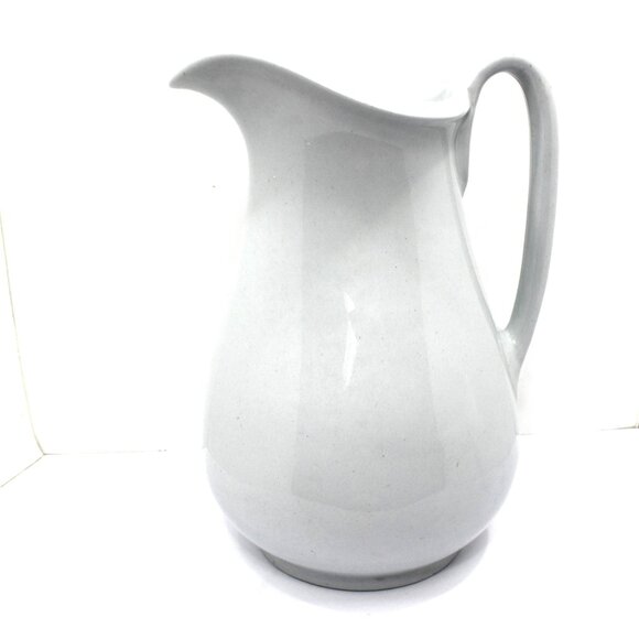 John Edwards Warrented IRONSTONE CHINA PITCHER White Stamped Heavy Solid - Picture 1 of 8
